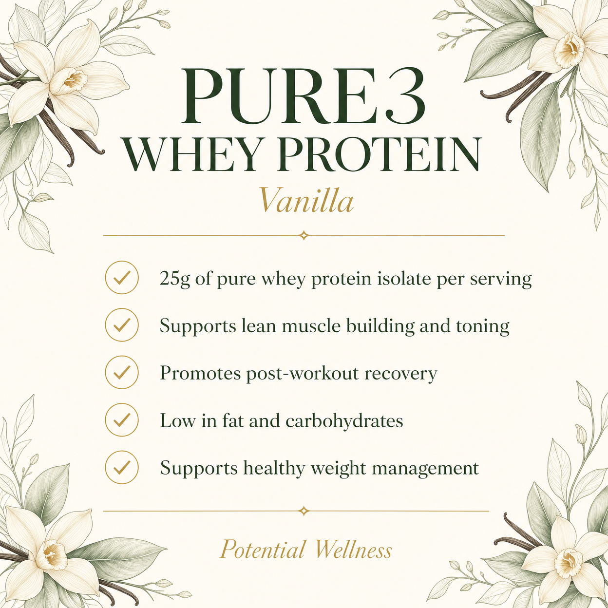Pure3 100% Whey Protein Isolate (Vanilla)